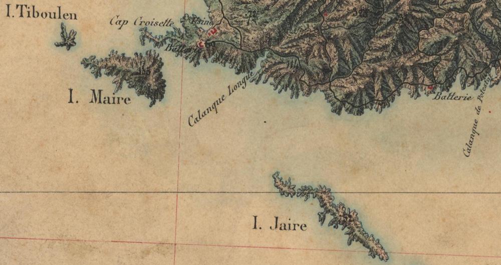 Calanque de Callelongue : carte d'état-major du début du 19ème siècle
