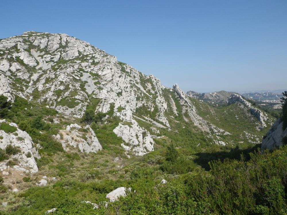 Col de Sormiou : les flancs Est du Plateau de l'Homme Mort, vus à proximité du Col de Sormiou