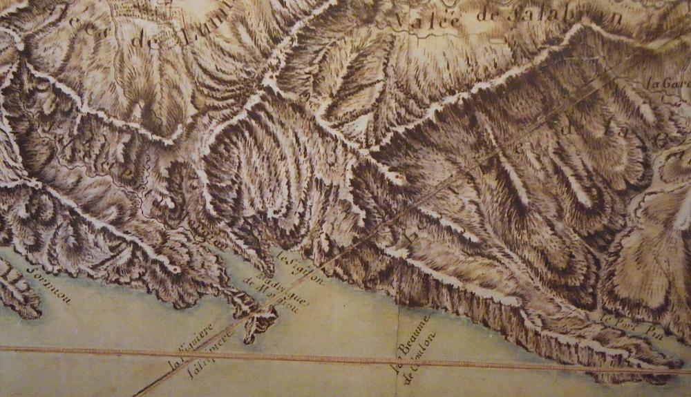 Anse de la Baume : le littoral des Calanques de Sormiou à Port-Pin (oups !) sur une carte du 18ème siècle