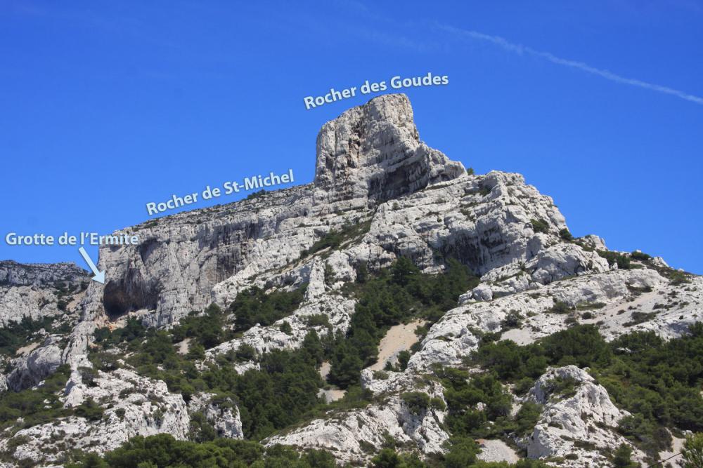 Rocher des Goudes : la Grotte de l'Ermite, les Rochers de St-Michel et des Goudes