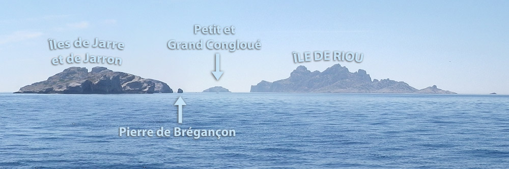 Pointe de Jarre ou de Brégançon : l'Archipel de Riou vu de mer de l'Ouest